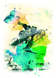 Snowboarder with Blue and Green Splatter Panel