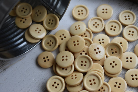 Almond 3/4" Wood Buttons