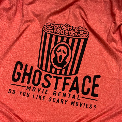 Ghost Face Movie Rental Panel on Heathered Red DBP Retail