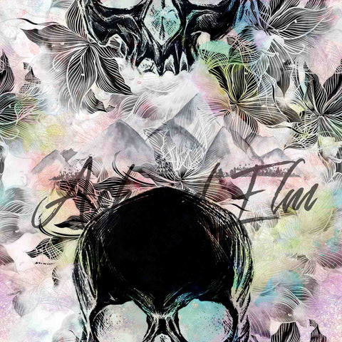 Pastel Floral Skull Yardage